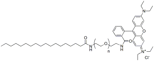 Molecular structure of the compound: Stearic acid-PEG-Rhodamine, MW 5,000