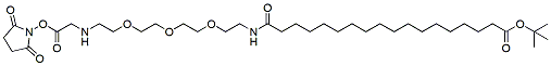Molecular structure of the compound: 18-(NHS ester-methylamine-PEG3-ethylcarbamoyl)heptadecanoic-t-butyl ester