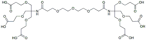Molecular structure of the compound: PEG3-bis(Amino-Tri-(Acid-ethoxymethyl)-methane)