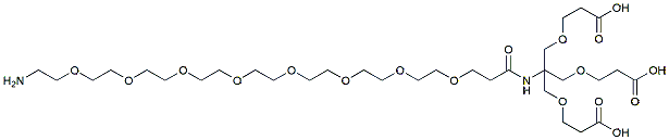 Molecular structure of the compound: Amine-PEG8-Amido-tri-(carboxyethoxymethyl)-methane, HCl salt