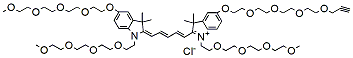 Molecular structure of the compound: N-(m-PEG4)-N-(m-PEG4)-O-(m-PEG4)-O-(propargyl-PEG4)-Cy5