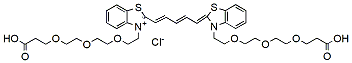 Molecular structure of the compound: N,N-bis-(acid-PEG3)-Benzothiazole Cy5