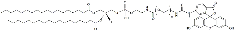 Molecular structure of the compound: DSPE-PEG-FITC, MW 3,400