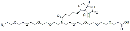 Molecular structure of the compound: N-(Azido-PEG4)-N-Biotin-PEG4-acid