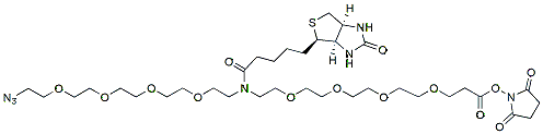 Molecular structure of the compound: N-(Azido-PEG4)-N-Biotin-PEG4-NHS ester